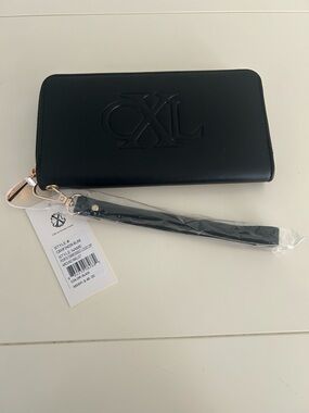NWT CXL by Christian Lacroix Porte Embossed Black Zip Around Wristlet/Wallet